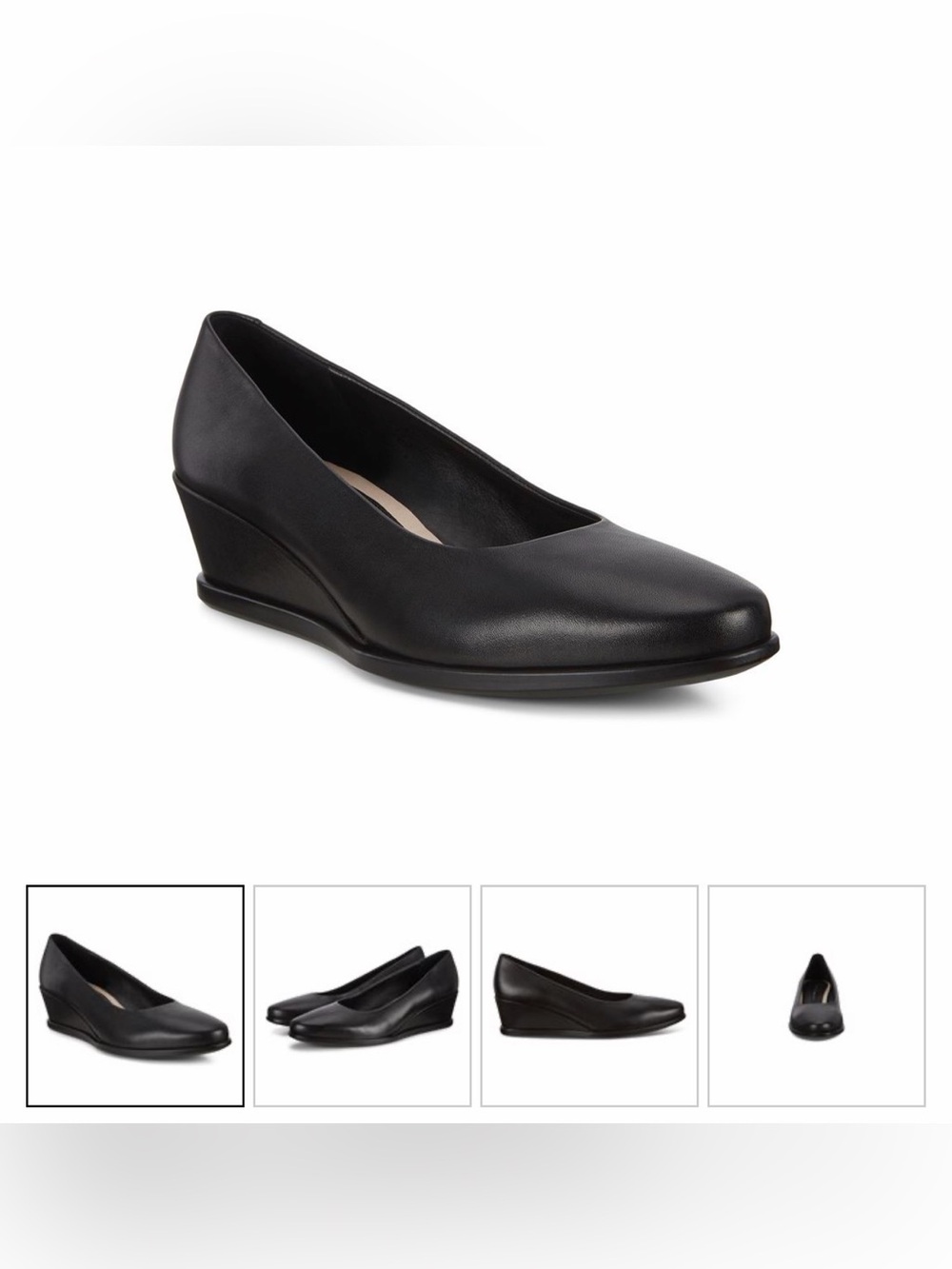 Ecco Shape 45 Wedge Black Leather Pumps